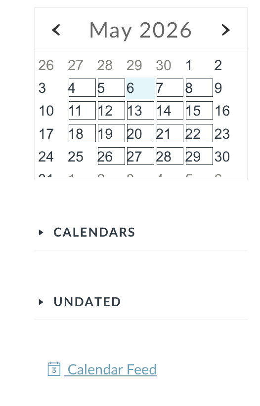 Canvas Calendar Feed link on the right side of the Calendar page
